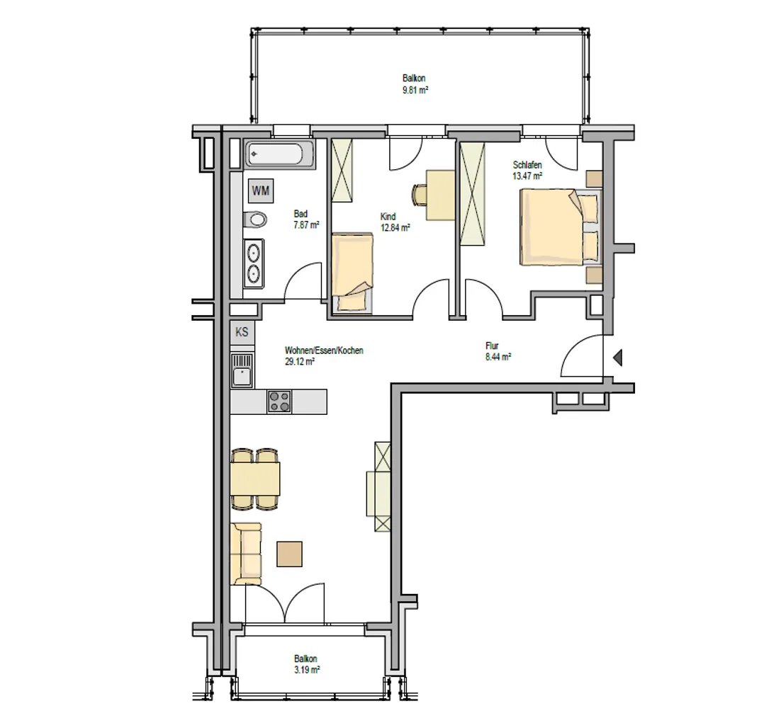 3 Zimmer Wohnung mit 84 m² in Frankfurt am Main – Bild 2