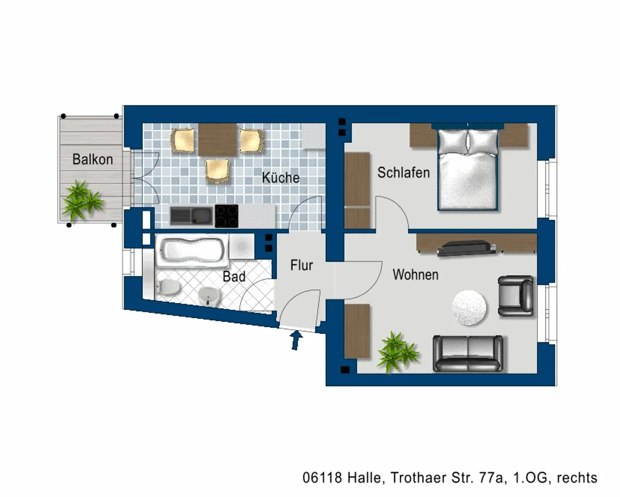 2 Zimmer Wohnung mit 45 m² in Halle (Saale) – Bild 2