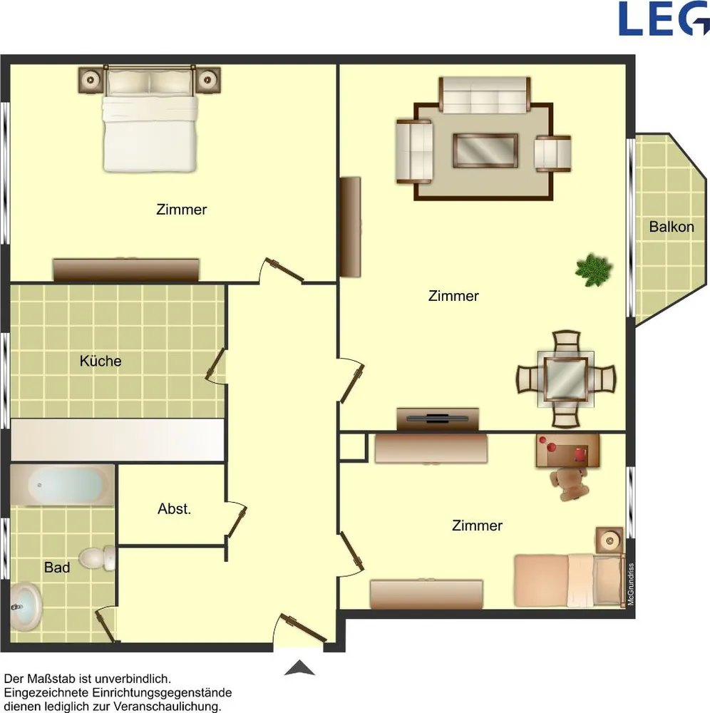 3 Zimmer Wohnung mit 62 m² in Hamm – Bild 2