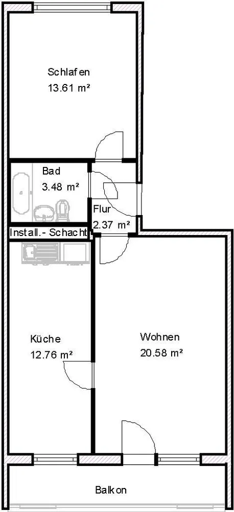 2 Zimmer Wohnung mit 55 m² in Magdeburg – Bild 2