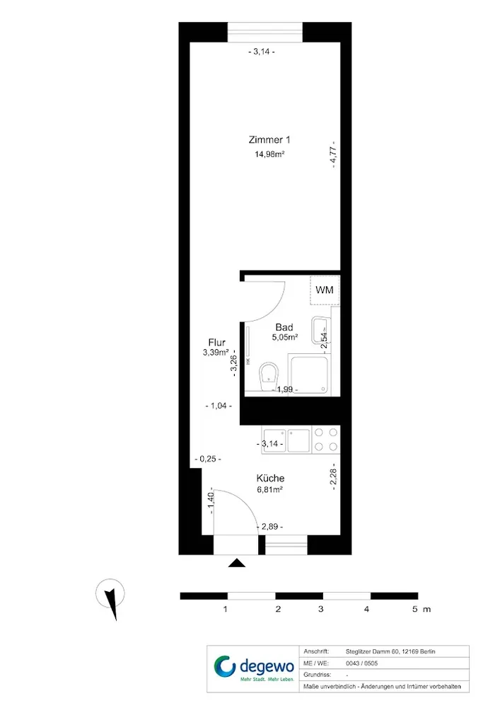 1 Zimmer Wohnung mit 30 m² in Berlin – Bild 5