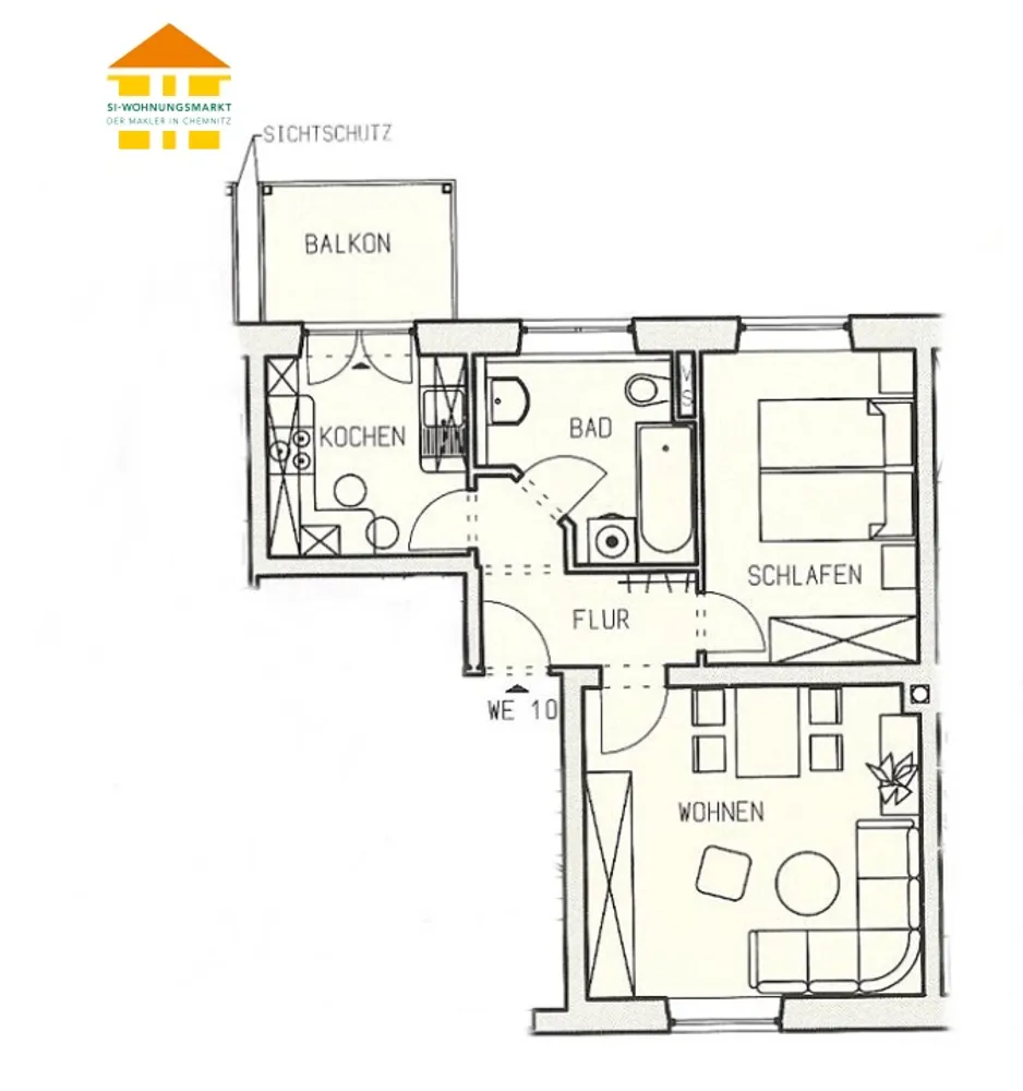 2 Zimmer Wohnung mit 47 m² in Chemnitz – Bild 2