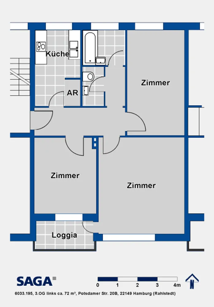 3 Zimmer Wohnung mit 72 m² in Hamburg – Bild 3