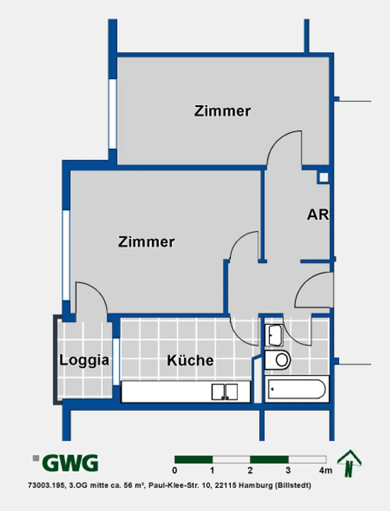 2 Zimmer Wohnung mit 55 m² in Hamburg – Bild 3
