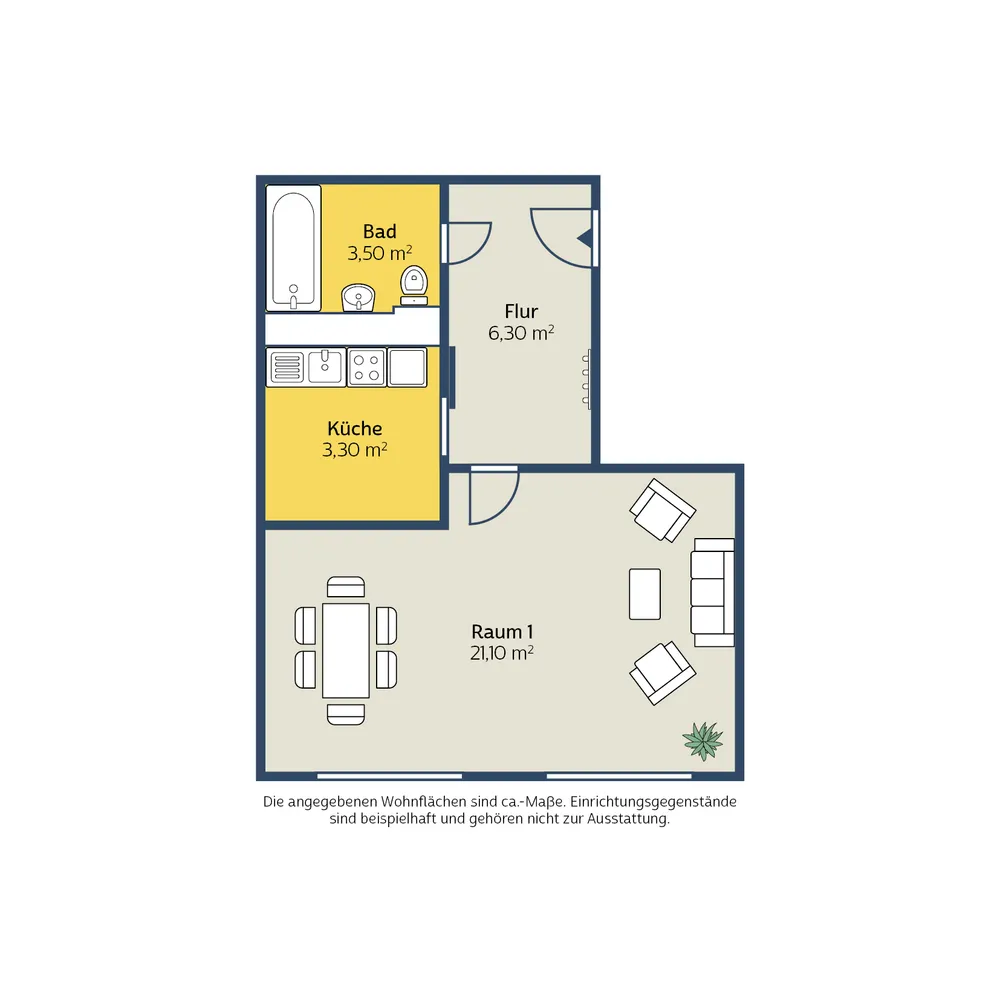 1 Zimmer Wohnung mit 34 m² in Leipzig – Bild 1