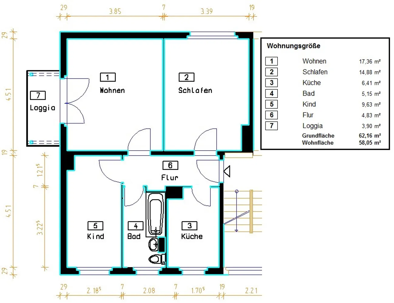 3 Zimmer Wohnung mit 58 m² in Bautzen – Bild 1