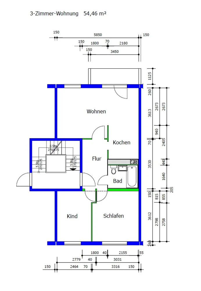 3 Zimmer Wohnung mit 54 m² in Suhl – Bild 5