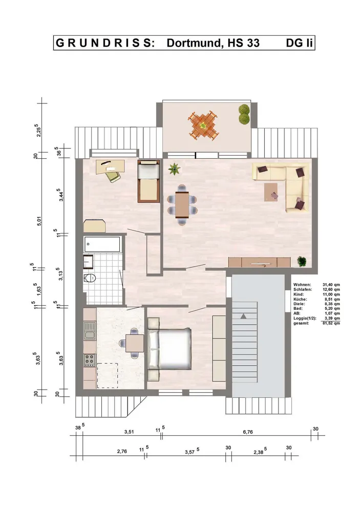 3 Zimmer Wohnung mit 82 m² in Dortmund – Bild 2