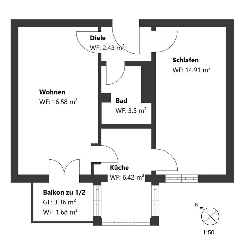2 room apartment with 45 m² in Munich – Photo 2