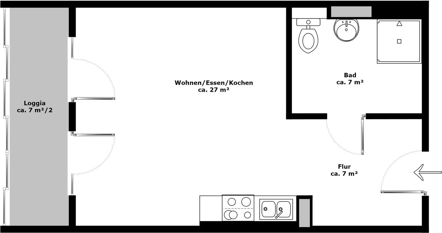 1 Zimmer Wohnung mit 43 m² in Dresden – Bild 2