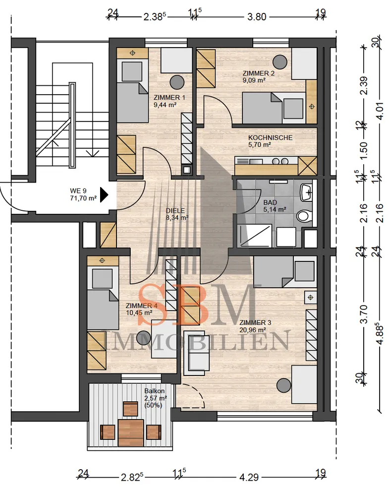 WG-Zimmer mit 9 m² in München – Bild 3