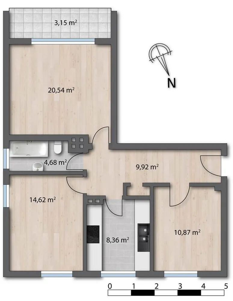 3 Zimmer Wohnung mit 70 m² in Wuppertal – Bild 3