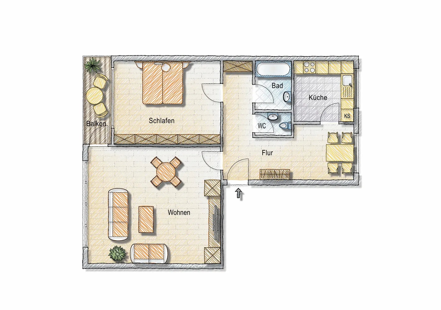 2 Zimmer Wohnung mit 63 m² in Kassel – Bild 2