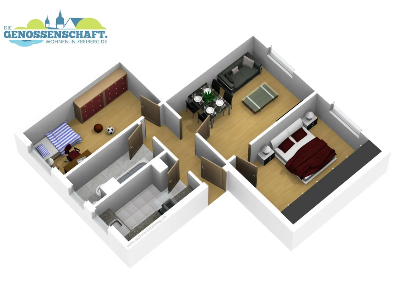 3 Zimmer Wohnung mit 56 m² in Freiberg – Bild 8