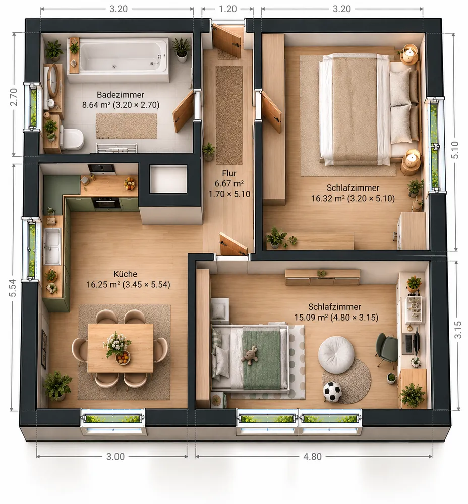 3 Zimmer Wohnung mit 62 m² in Magdeburg – Bild 1