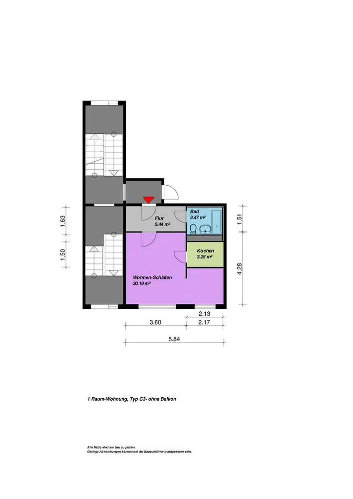 1 room apartment with 33 m² in Neubrandenburg – Photo 1