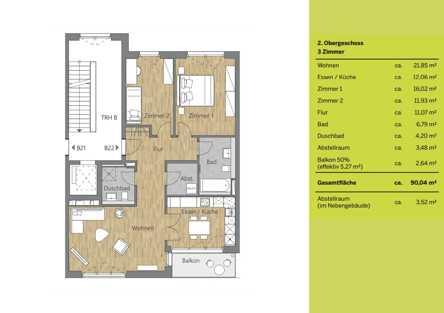 3 Zimmer Wohnung mit 90 m² in Hamburg – Bild 2