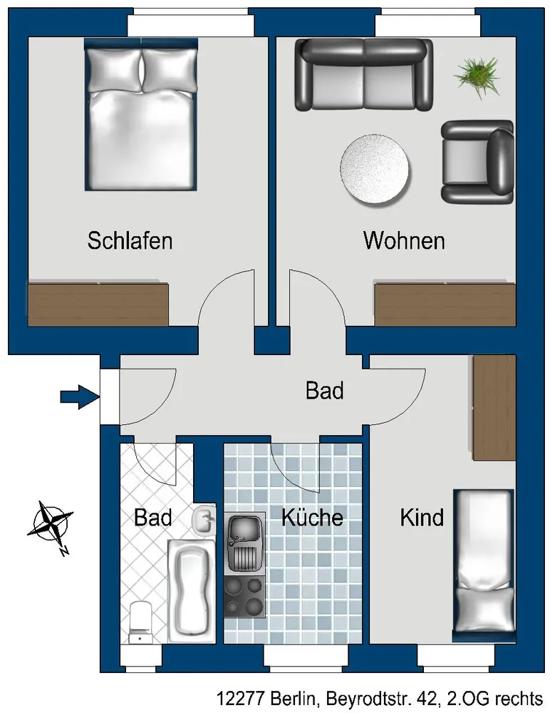 3 Zimmer Wohnung mit 50 m² in Berlin – Bild 2