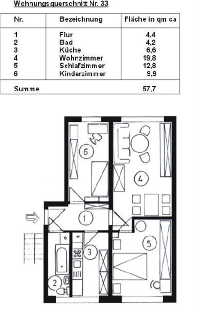 3 Zimmer Wohnung mit 57 m² in Schwarzenberg – Bild 3