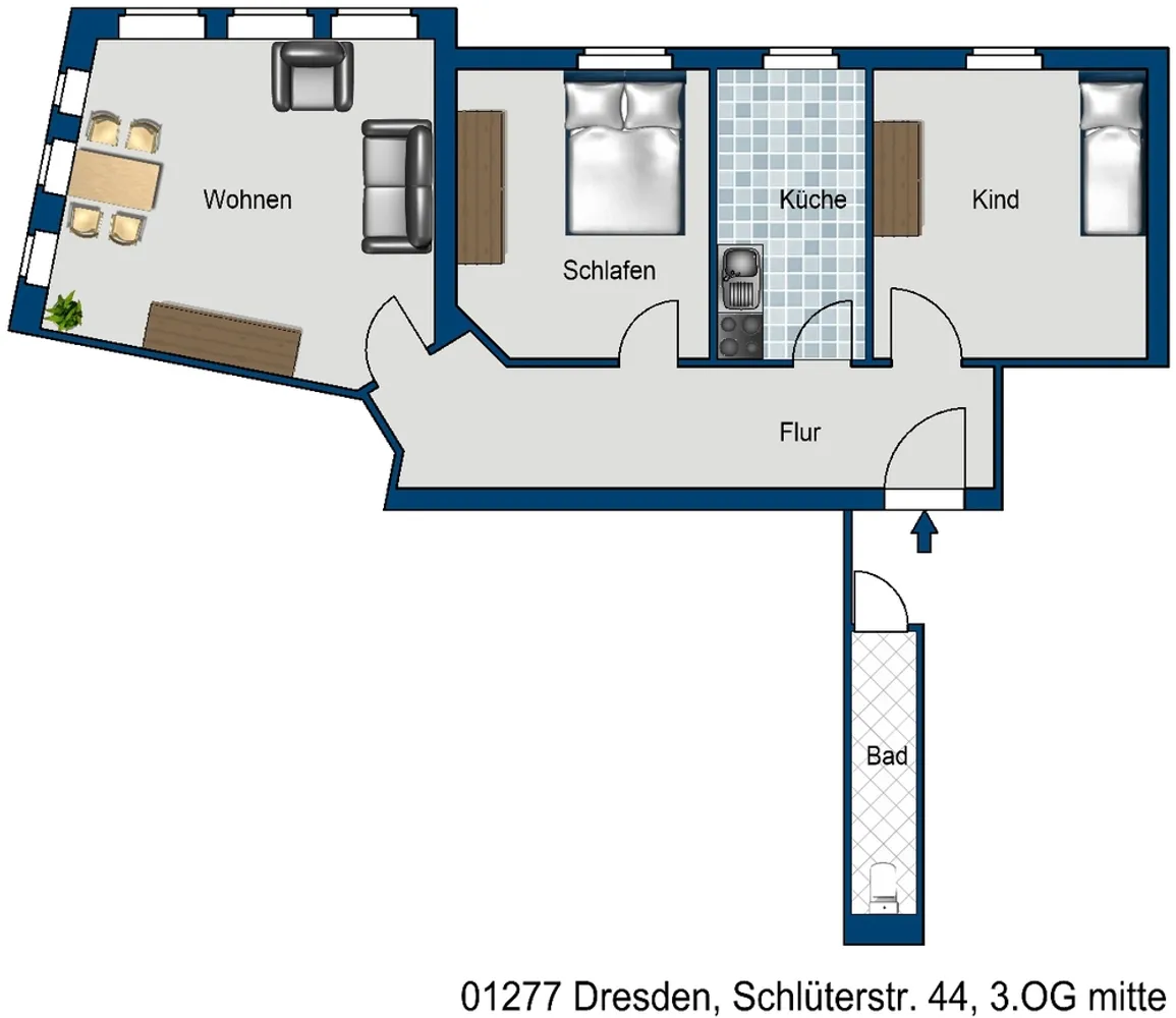 3 Zimmer Wohnung mit 84 m² in Dresden – Bild 2
