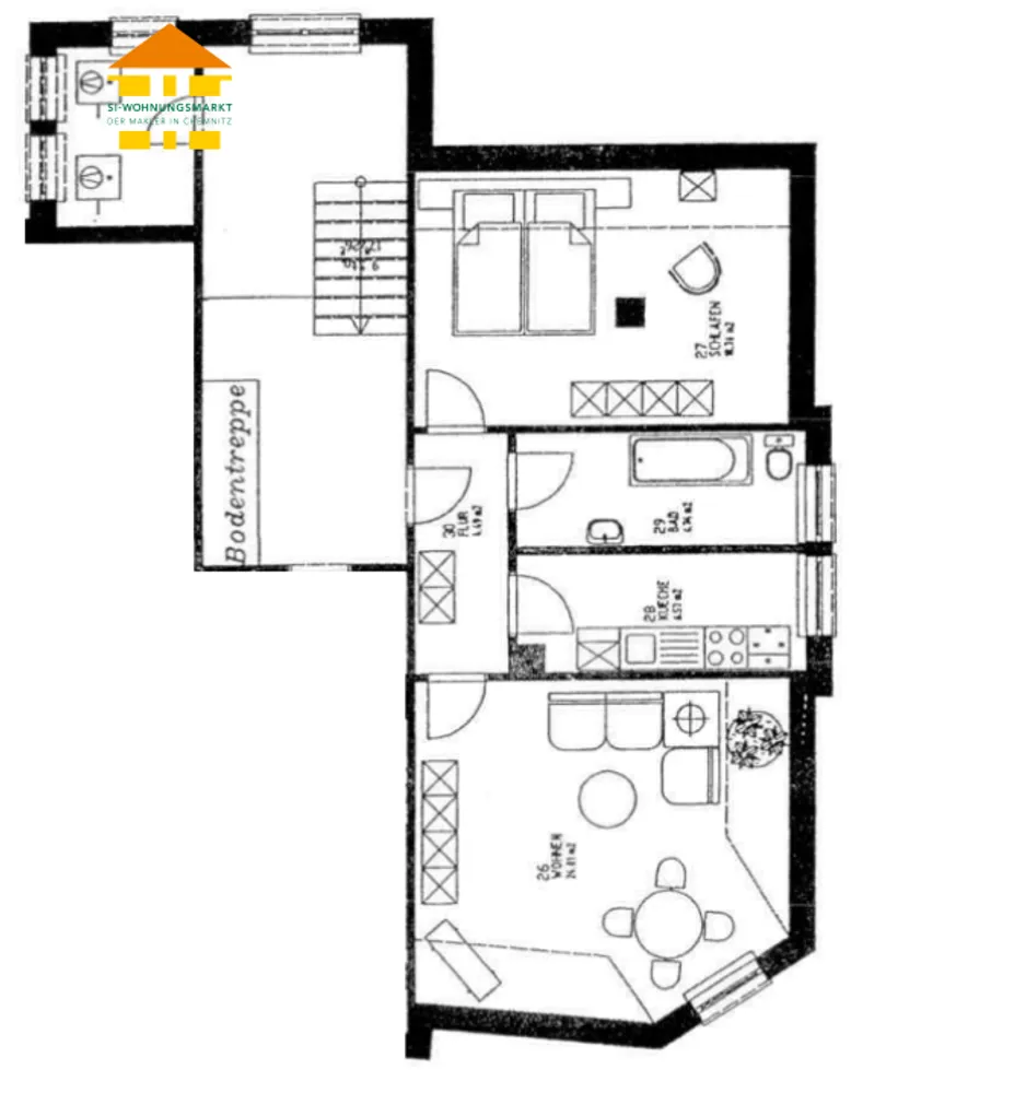 2 room apartment with 54 m² in Chemnitz – Photo 3