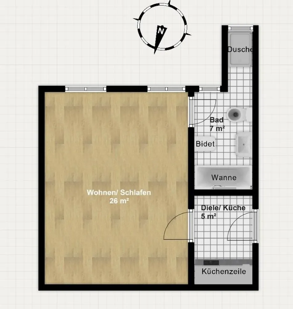 1 room apartment with 38 m² in Wuppertal – Photo 7