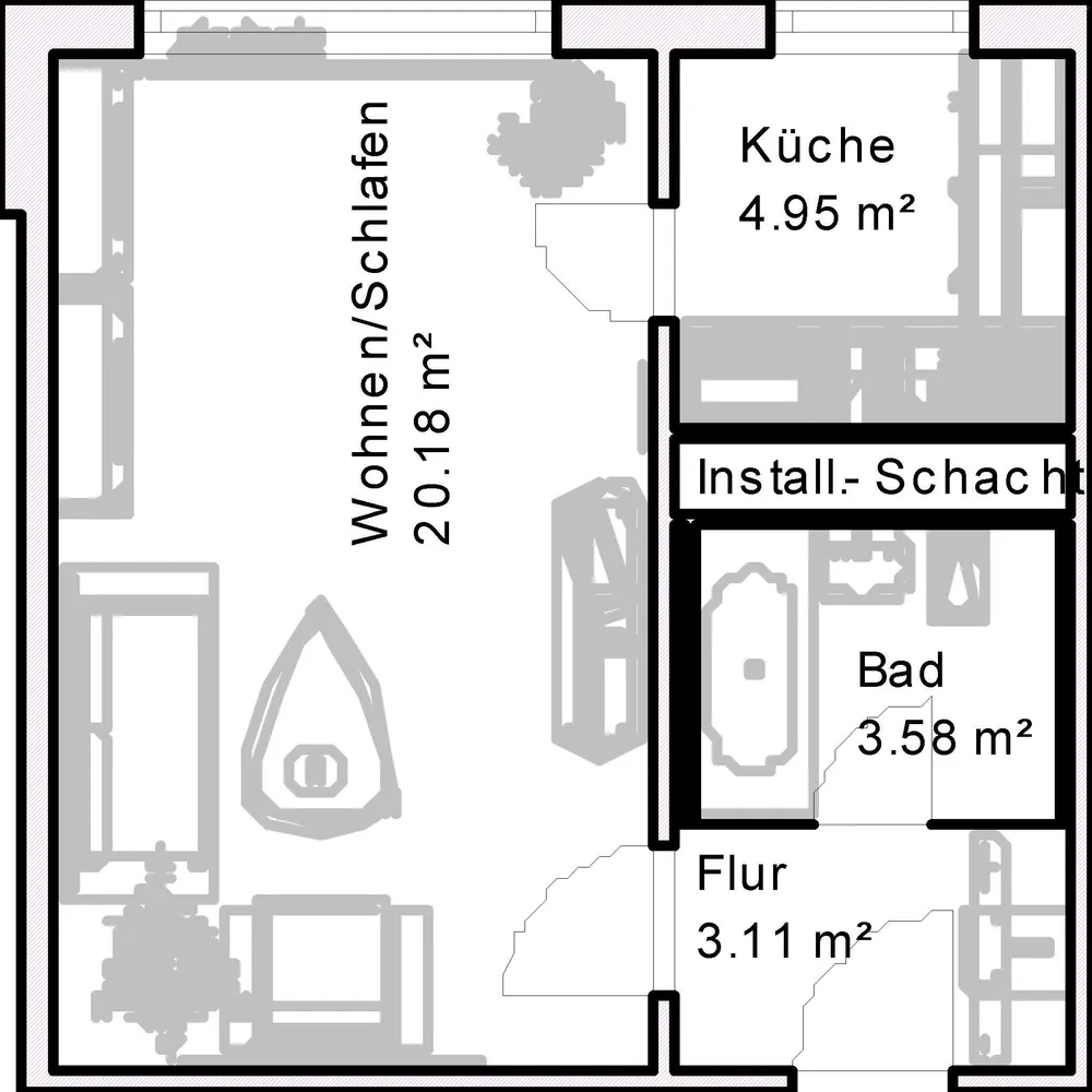 1 room apartment with 32 m² in Magdeburg – Photo 5