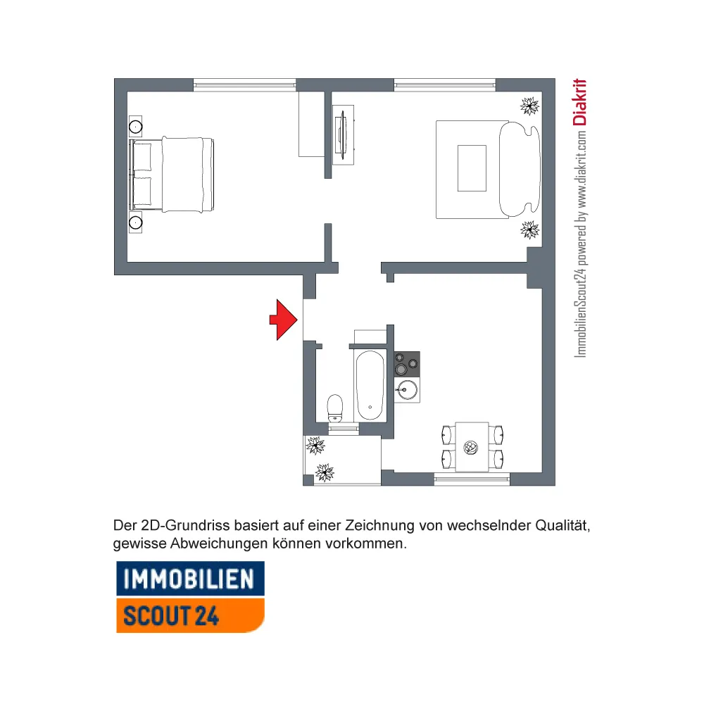 2 Zimmer Wohnung mit 60 m² in Duisburg – Bild 2