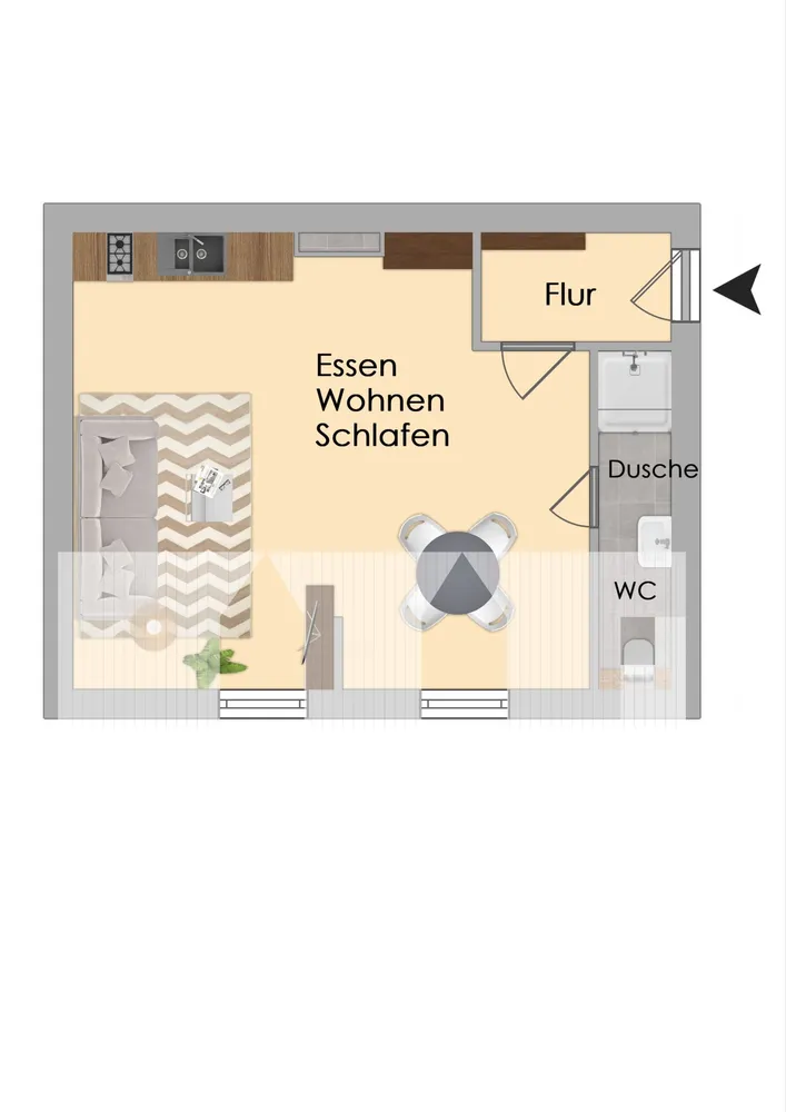 1 Zimmer Wohnung mit 35 m² in München – Bild 2
