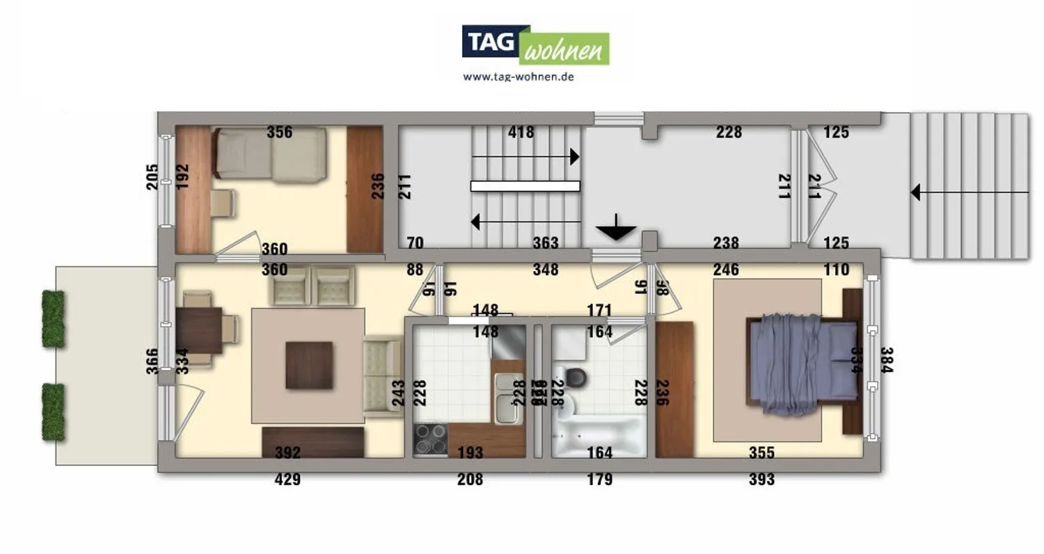 3 Zimmer Wohnung mit 50 m² in Weimar – Bild 2