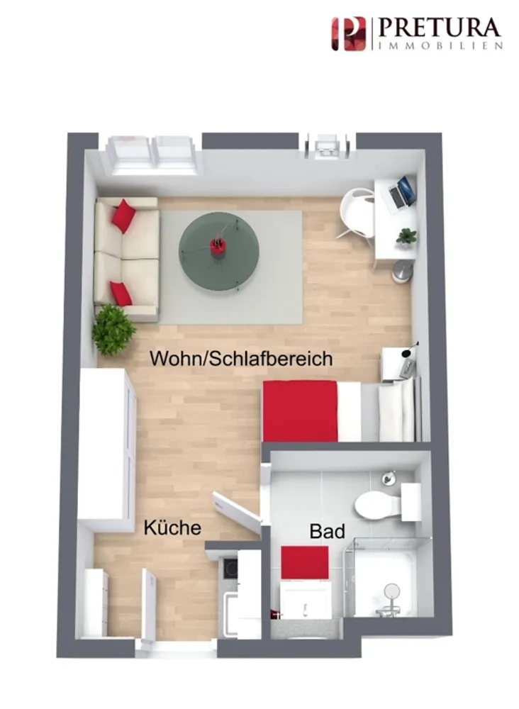 1 Zimmer Wohnung mit 21 m² in Mannheim – Bild 3