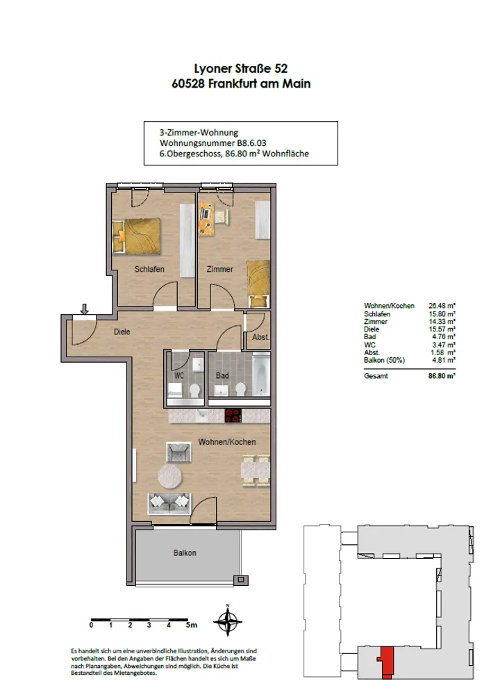 3 room apartment with 87 m² in Frankfurt am Main – Photo 10