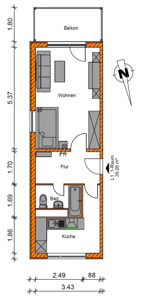 1 room apartment with 39 m² in Magdeburg – Photo 6