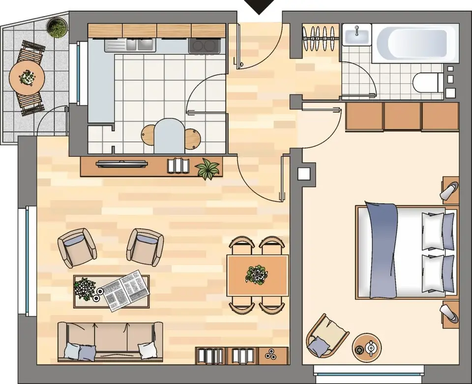 2 Zimmer Wohnung mit 54 m² in Flensburg – Bild 2