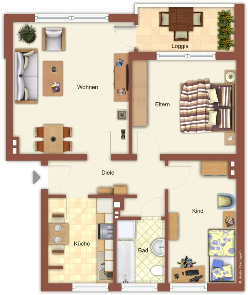 3 Zimmer Wohnung mit 63 m² in Mönchengladbach – Bild 2