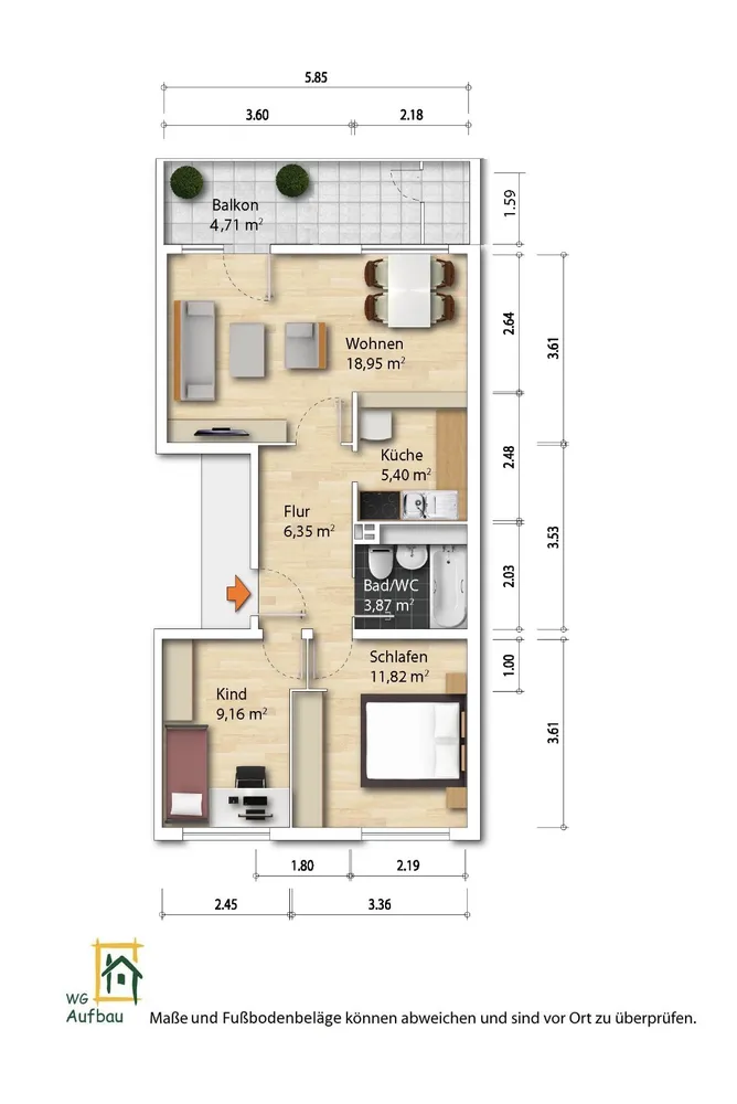 3 Zimmer Wohnung mit 60 m² in Dresden – Bild 12