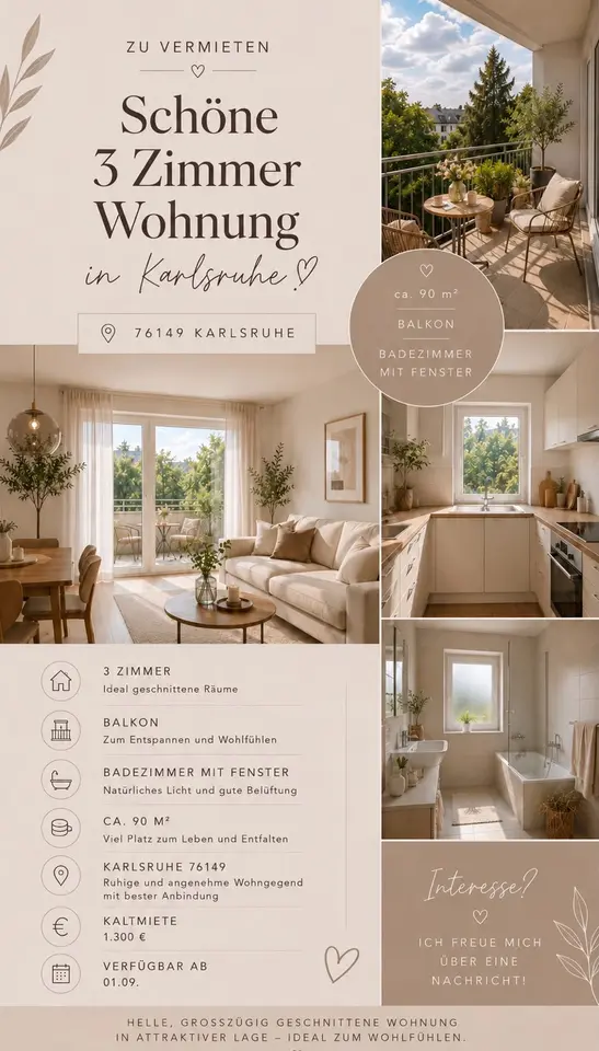 3 Zimmer Wohnung mit 90 m² in Karlsruhe – Bild 3