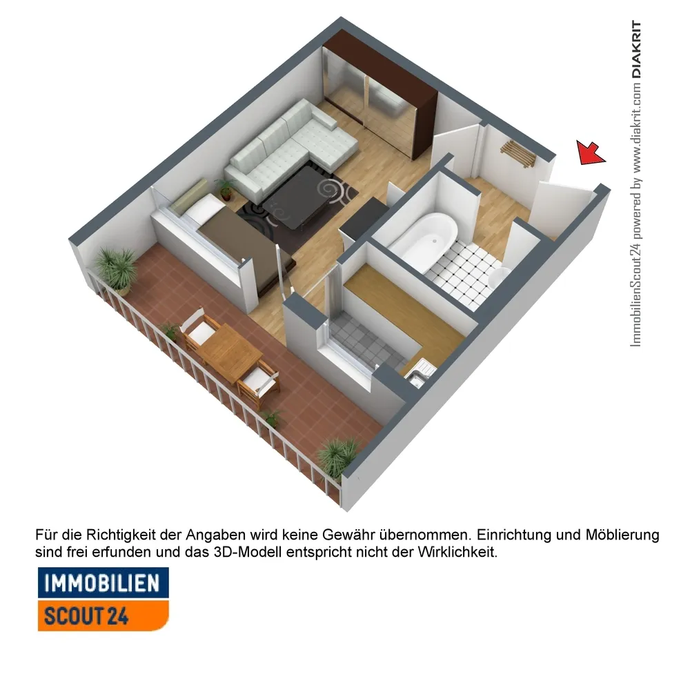 1 Zimmer Wohnung mit 35 m² in Rosenheim – Bild 1