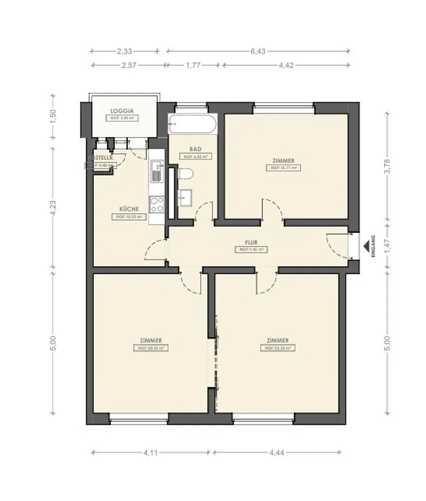 3 Zimmer Wohnung mit 87 m² in Hannover – Bild 2