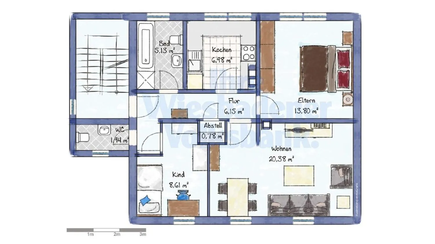 3 Zimmer Wohnung mit 58 m² in Wiesbaden – Bild 9