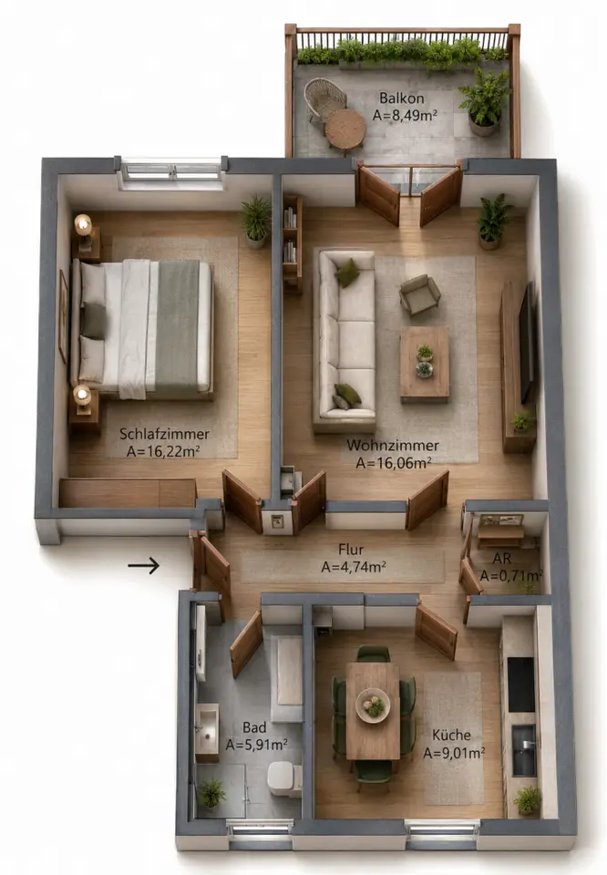 2 Zimmer Wohnung mit 54 m² in Zittau – Bild 5
