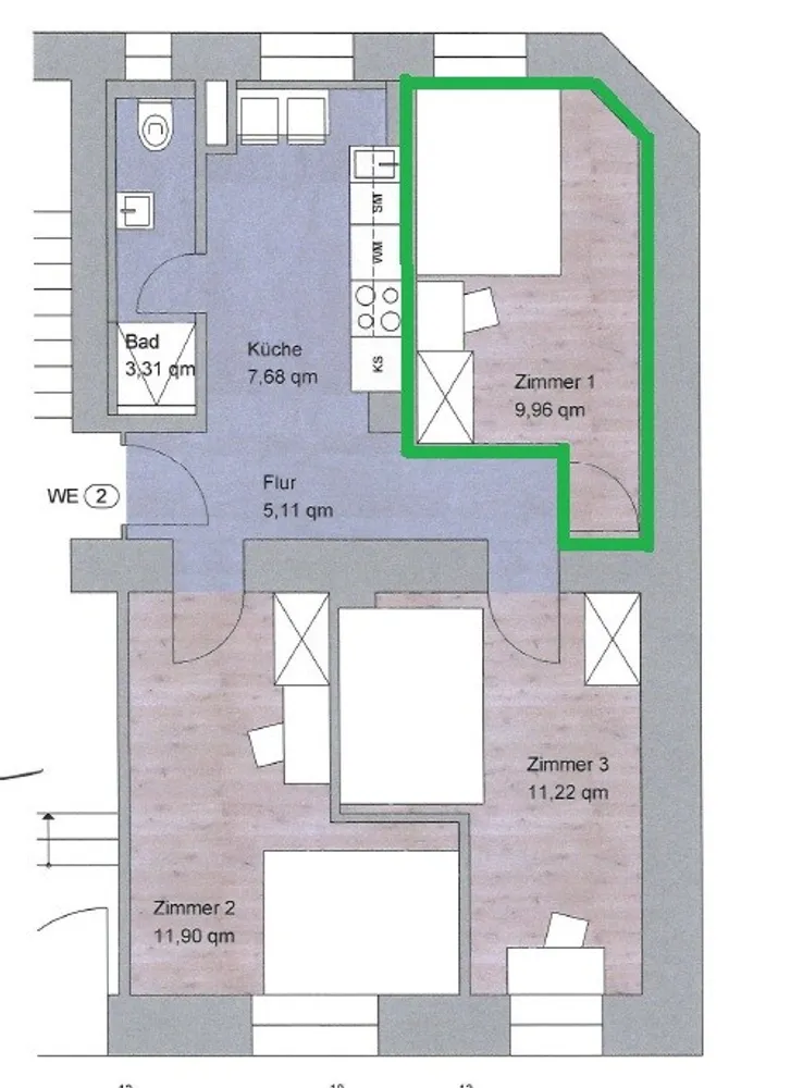 1 Zimmer Wohnung mit 10 m² in Nürnberg – Bild 9