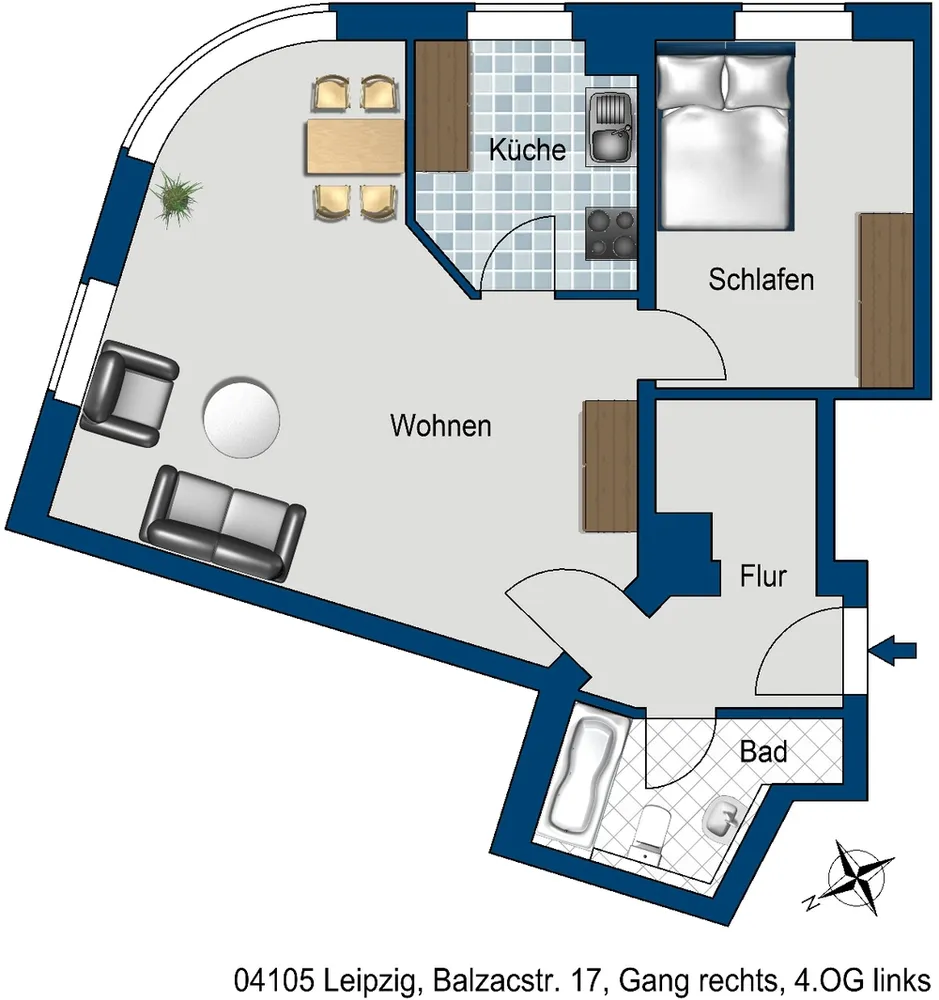 2 Zimmer Wohnung mit 56 m² in Leipzig – Bild 1