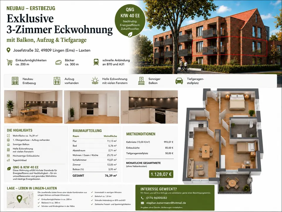 3 Zimmer Wohnung mit 76 m² in Lingen – Bild 2