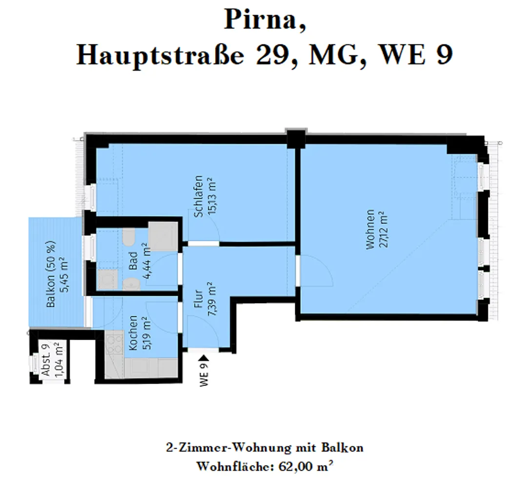 2 Zimmer Wohnung mit 62 m² in Pirna – Bild 2