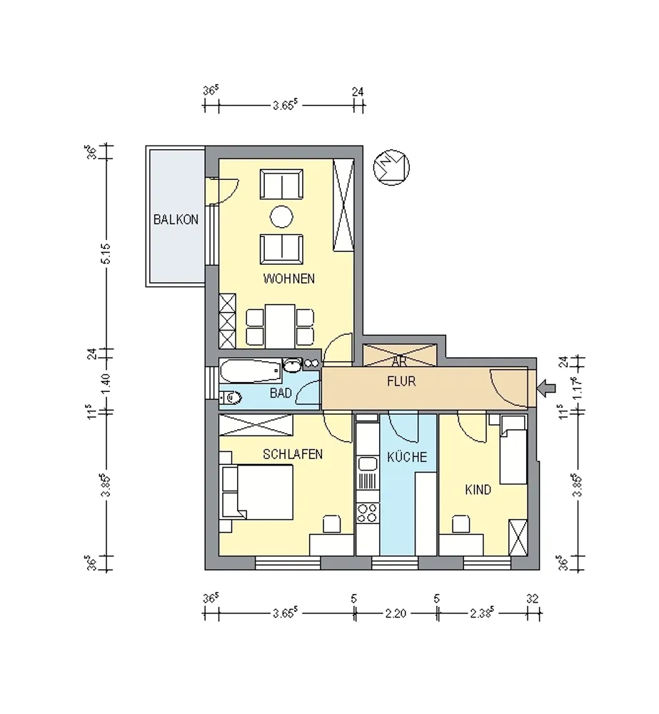 3 room apartment with 65 m² in Berlin – Photo 2