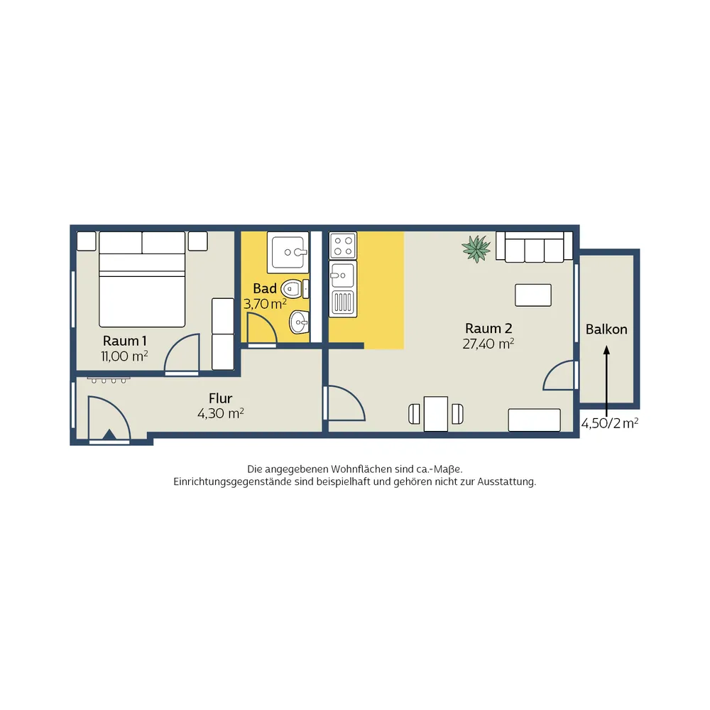 2 Zimmer Wohnung mit 47 m² in Leipzig – Bild 2
