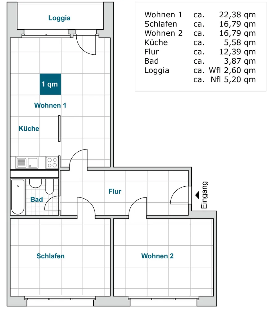 3 room apartment with 78 m² in Dresden – Photo 2