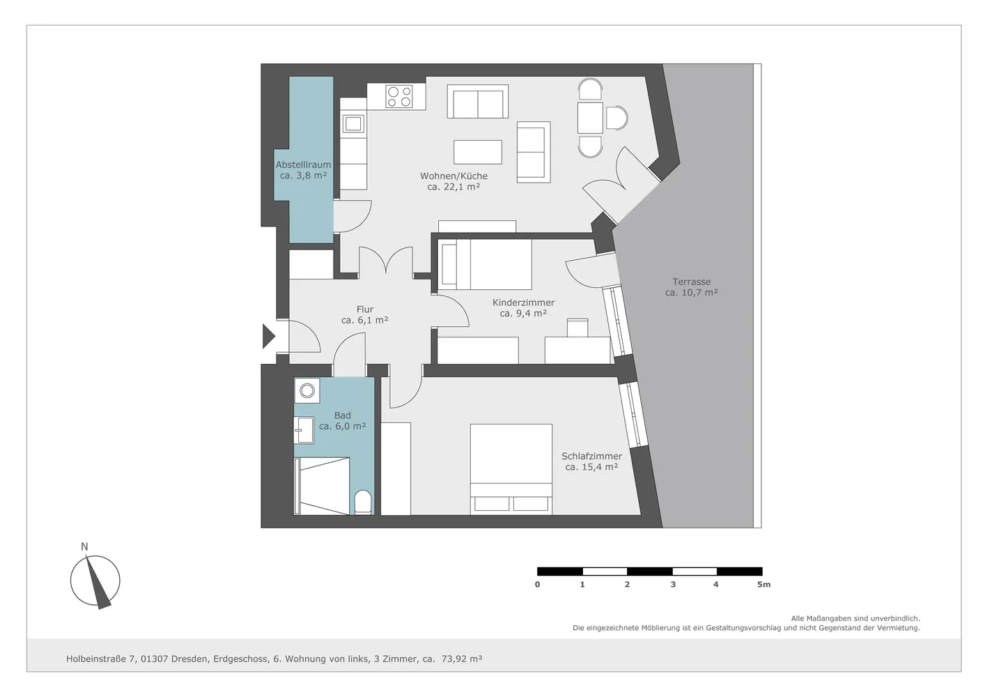 3 Zimmer Wohnung mit 73 m² in Dresden – Bild 2