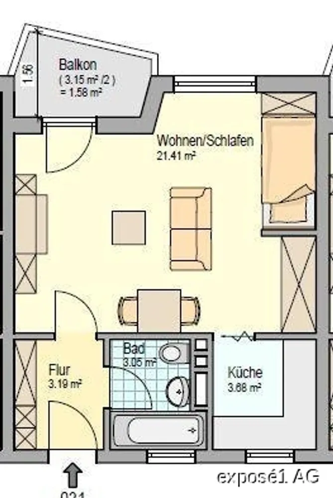 2 Zimmer Wohnung mit 34 m² in Hagen – Bild 2